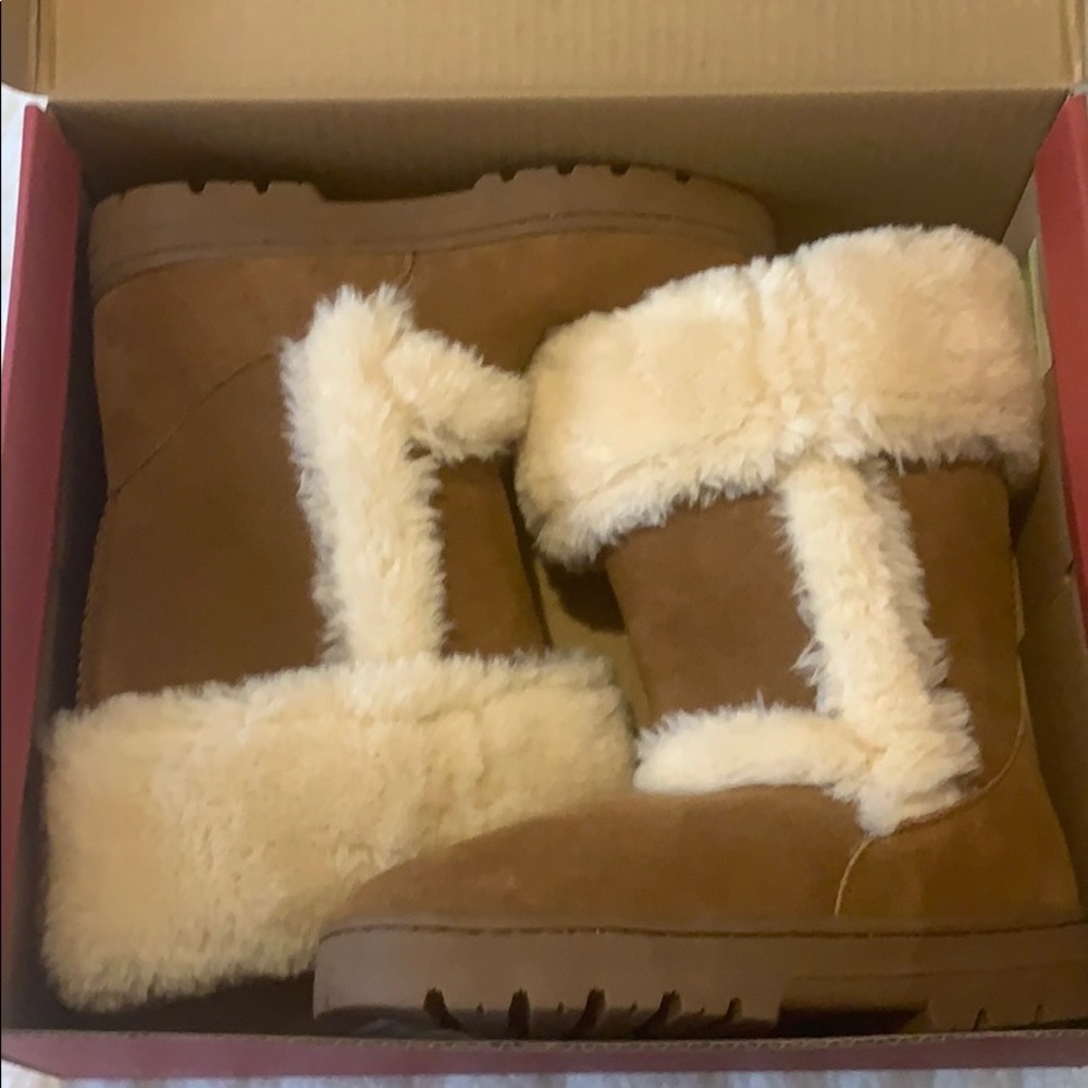 Style &Co Genuine Suede Tan boots size 7